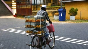 Bicycle rider in Galle   