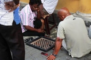 Playing chess on the streets of Galle  