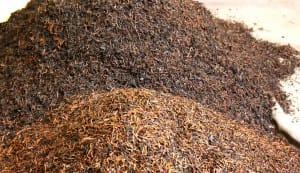 Dried and ground tea leaves