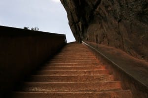 Staircase at Sigirya ancient rock fortress  