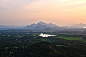 Sunset at Sigirya ancient rock fortress  