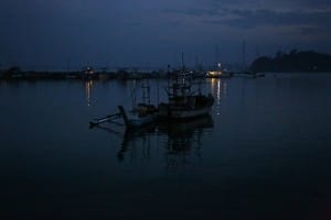 Mirissa calm water at night 