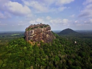 Aerial view of Sigirya ancient rock fortress  